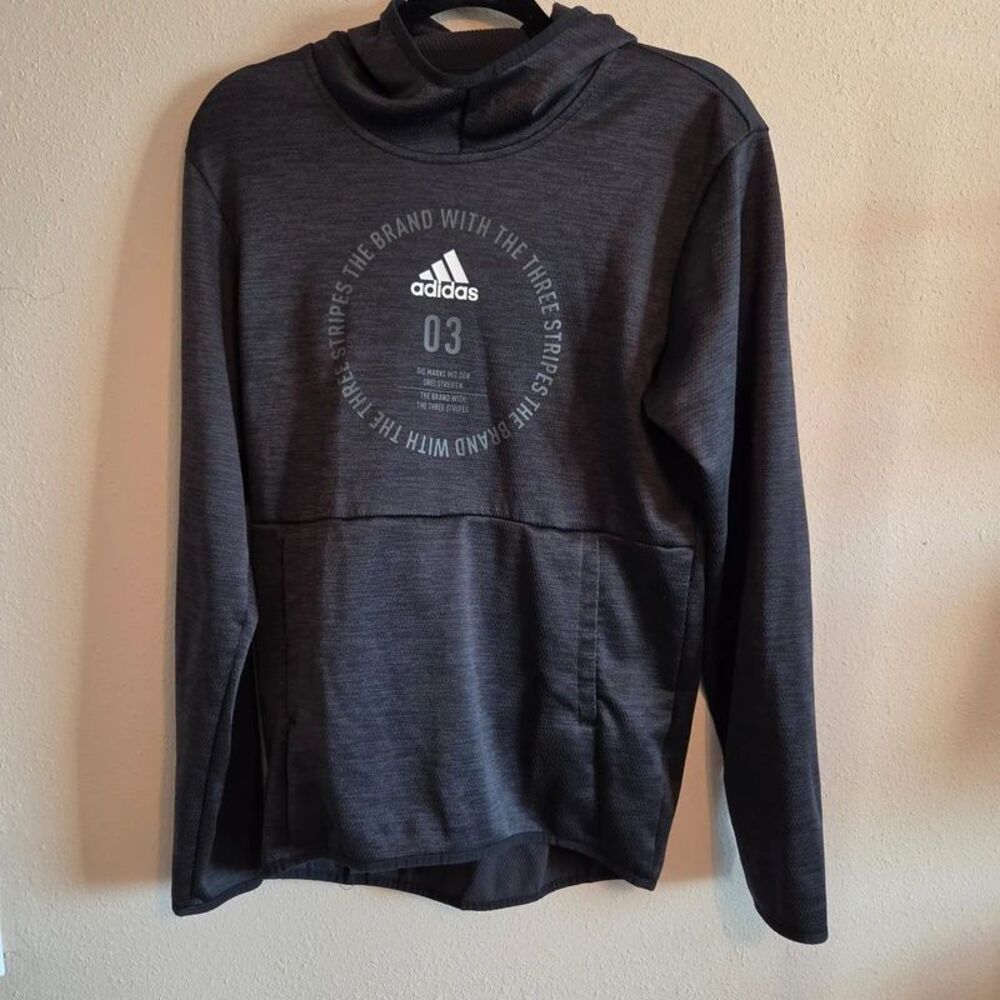 adidas Climawarm Men's Small Gray 03 Three Stripes Pullover Hoodie
